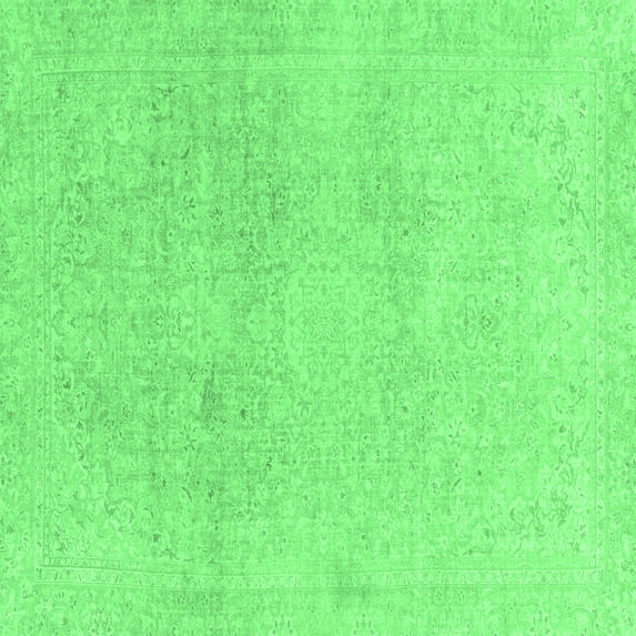 Ahgly Company Indoor Square Abstract Emerald Green Modern Area Rugs, 4' Square