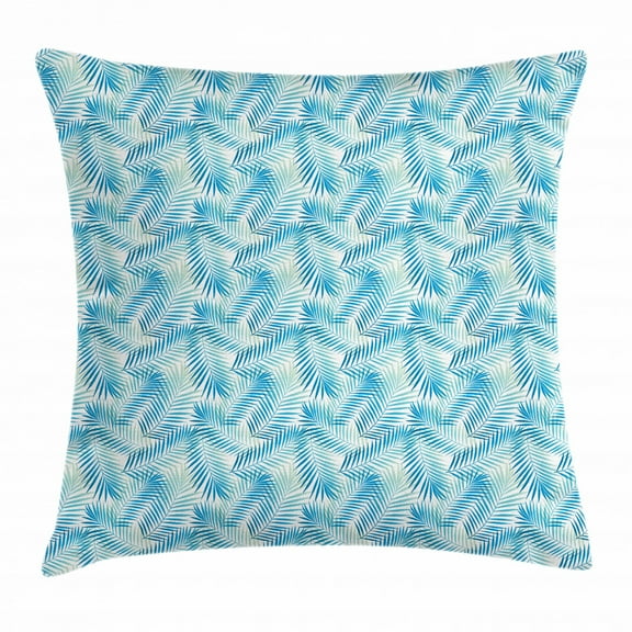 Jungle Throw Pillow Cushion Cover, Miami Forest Palm Tree Leaves in Pastel Colors Watercolor Foliage Ecology, Decorative Square Accent Pillow Case, 24 X 24 Inches, Blue Mint Green White, by Ambesonne