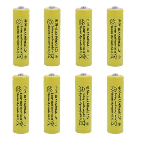 8 Pack Ni-Cd AA 600mAh 1.2 Volts AA Rechargeable Batteries for Garden Lights Remotes Mice Cell
