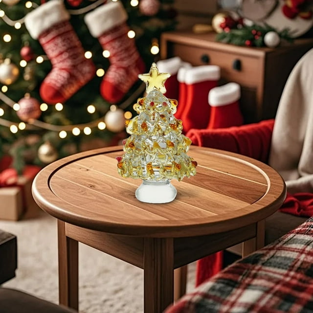 Christmas Decor Desktop Ornament Decorative Christmas Tree Green Glass Holiday Figurine( 2.75") Desktop dress up