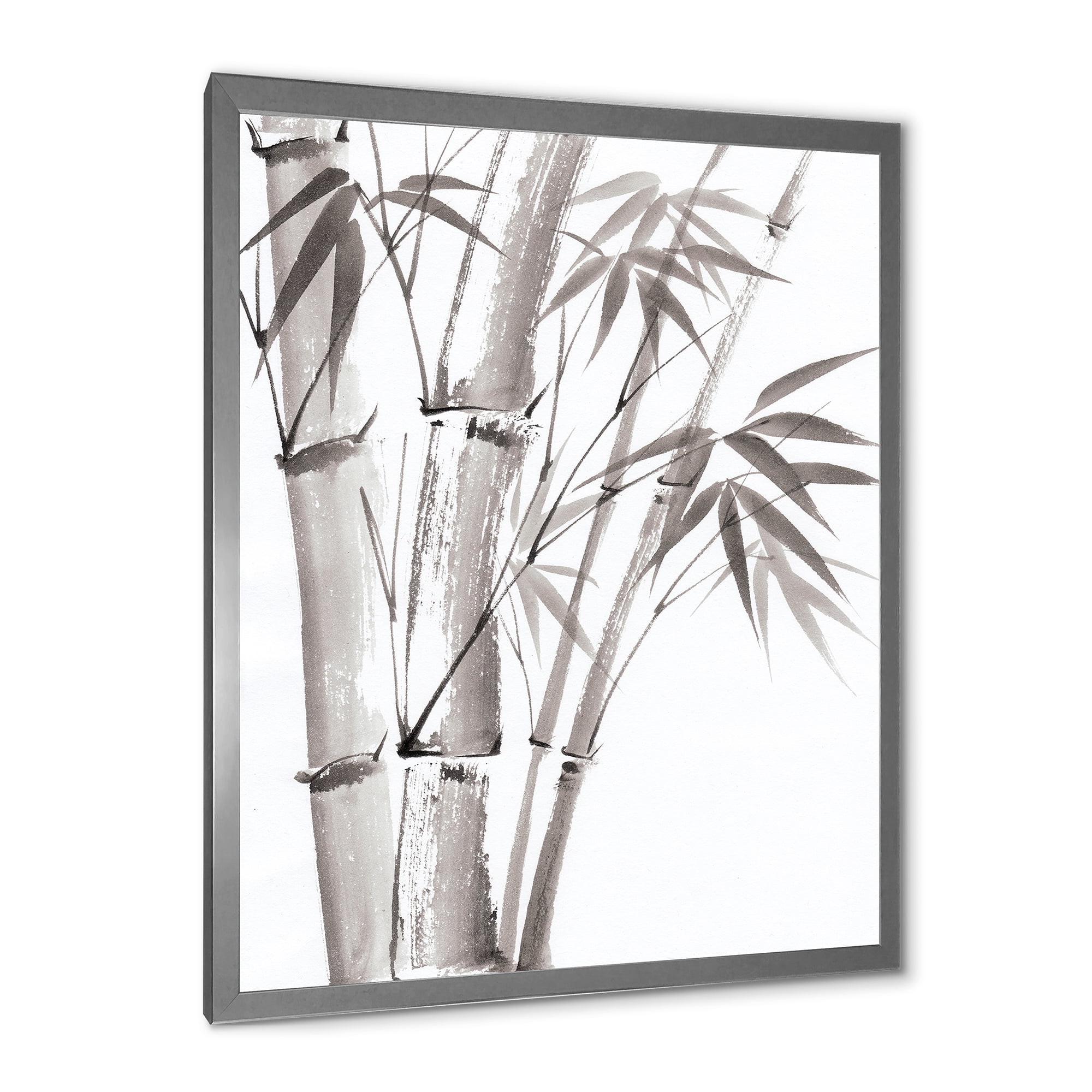 Designart 'Palm Bamboo Detail On White III' Traditional Framed Art Print