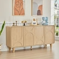 thumbnail image 5 of Wirrytor Mid Century Modern Sideboard Buffet Cabinet with Fluted Doors, Small Farmhouse Credenza with Adjustable Shelves Modular Storage Cabinets, Entryway Cabinet with Drawer and Adjustable Shelves, 5 of 7