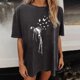thumbnail image 4 of Moda Mujer Damas Cayó Hombro Mangas Impresión suelta Manga corta Top Pullover Tops Pompotops hfajkhk139565, 4 of 8
