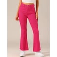thumbnail image 3 of DARING DIVA Women's Flare Denim Pants High Waist Stretch Bell Bottoms Jeans XL Hot Pink, 3 of 6