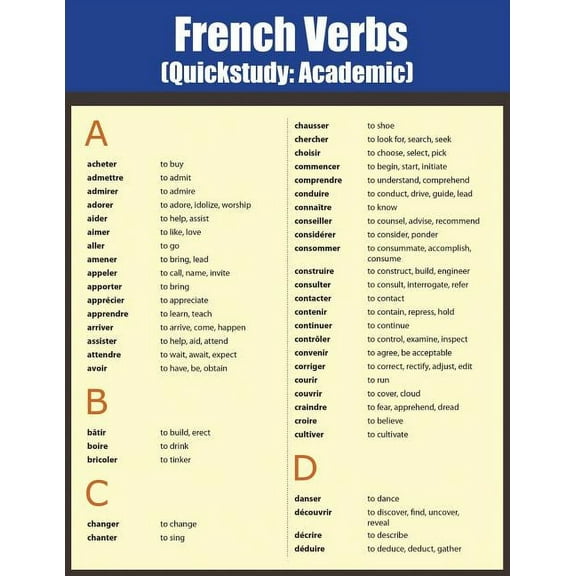 French Verbs: Quick Study Academic, (Paperback)