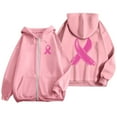 thumbnail image 5 of Hoodie Womens Sweatshirt Oversized Lightweight Zip Up Women Casual Women's Pullover Cancer Awareness Month Long Sleeve Pocket Drawstring For Everyday Wear, 5 of 6