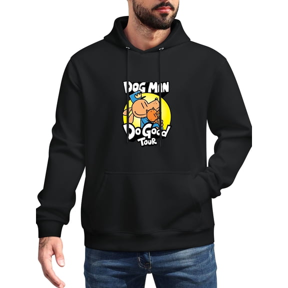 Dog Man Men's Stick Hooded Sweatshirt,Unisex Novelty Sweatshirts Cool Printed Pullover Hoody Hoodie with Pocket