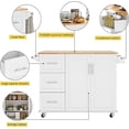 thumbnail image 4 of Kitchen Island Cart with Storage Kitchen Cart Sideboard and Buffet with Wheels Bar Cart with Large Countertop with Towel Holder and Spice Rack,2-Door Cabinets,White&Maple,New, 4 of 8