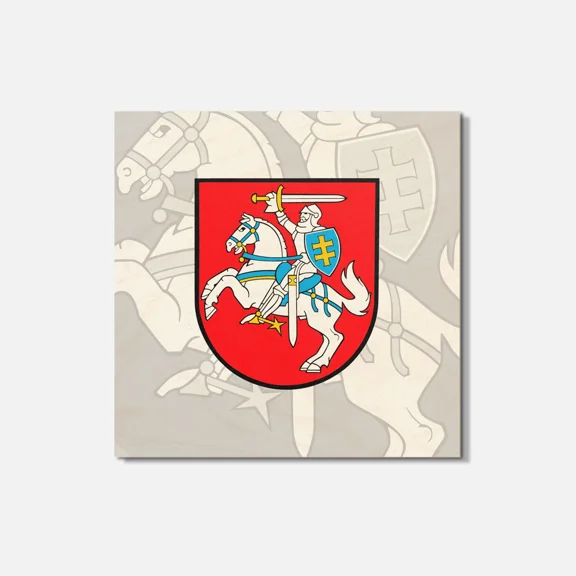 Lithuania Coat Of Arms 4'' X 4'' Square Wooden Coaster