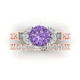 thumbnail image 2 of 3.06 ct Brilliant Round Cut Alexandrite 18K Rose/White Gold Solitaire with Accents Engagement Bridal Wedding Ring Band Set size 9, 2 of 7