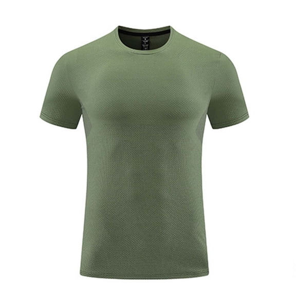 LMOIPLI Men's Quick Dry Mesh Athletic T-Shirt Breathable Crew Neck Short Sleeve Workout Top for Running Training Army Green L