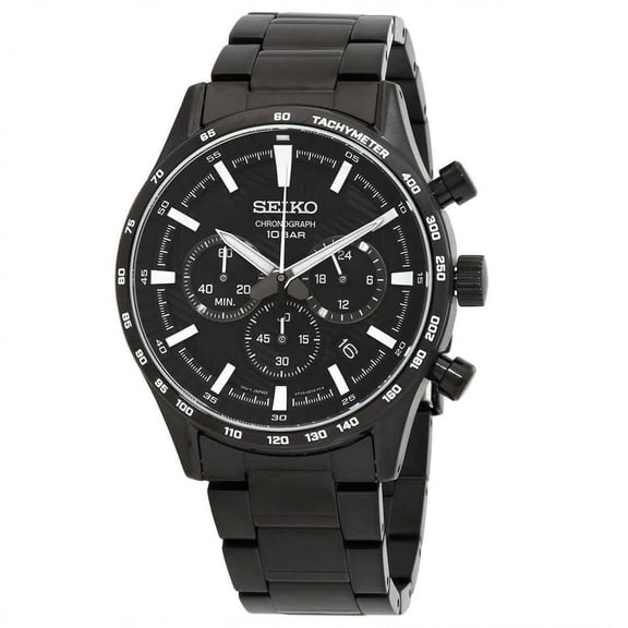 Seiko Chronograph Quartz Black Dial Men's Watch SSB415P1