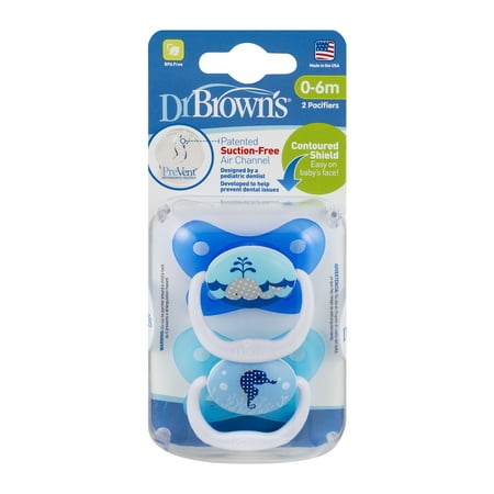 Dr. Brown's PreVent Orthodontic Butterfly Pacifier, 0-6 Months - 2 Counts