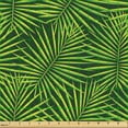 thumbnail image 2 of Ambesonne Tropical Fabric by the Yard Upholstery, Palm Leaves Overlapping, 5 Yards, Fern Green and Mustard, 2 of 5
