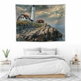 thumbnail image 3 of COMIO  Wall Tapestry Coastal Cape Awaresome Elizabeth Sky Lighthouse Rocks Sunset Parks Outdoor Trendy Design Headlight Tapestry Wall Hanging Bedding Tapestry for Bedroom, 3 of 7