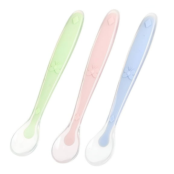 FACEGA 3Pcs Baby Spoons,Rounded Edges Baby Spoon,No Sharp Corners Silicone Baby Spoon