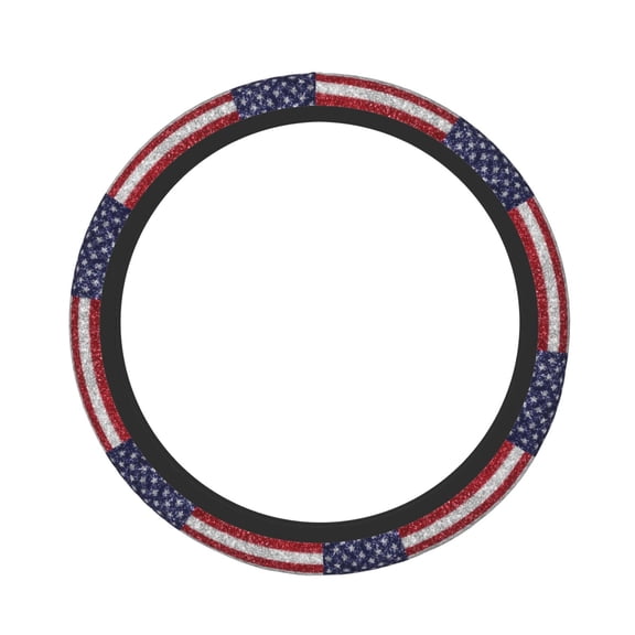 Naloa America Flag Glitter Elastic Steering Wheel Cover, Auto Steering Wheel Cover – 15 Inch, Fit Suvs,Vans Cars,Trucks