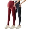 thumbnail image 3 of AINIYS Women's Maternity High Waisted Leggings Soft Stretch Tummy Support Pants for Daily Wear Yoga Errands Bronze L, 3 of 7