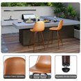 thumbnail image 4 of Homy Casa Set of 2 Outdoor Counter Height Bar Stools for Terrace Garden Swimming Pool with Swivel Seats, Ergonomic Upholstery Backrest Faux Wood Metal Legs, Cognac, 4 of 6
