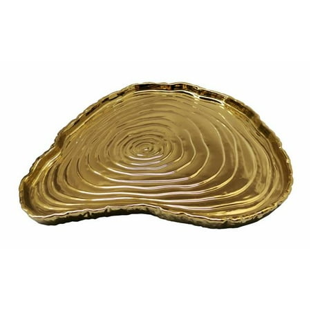 

13 x 12 in. Botanic Porcelain Tree Bark Tray Gold
