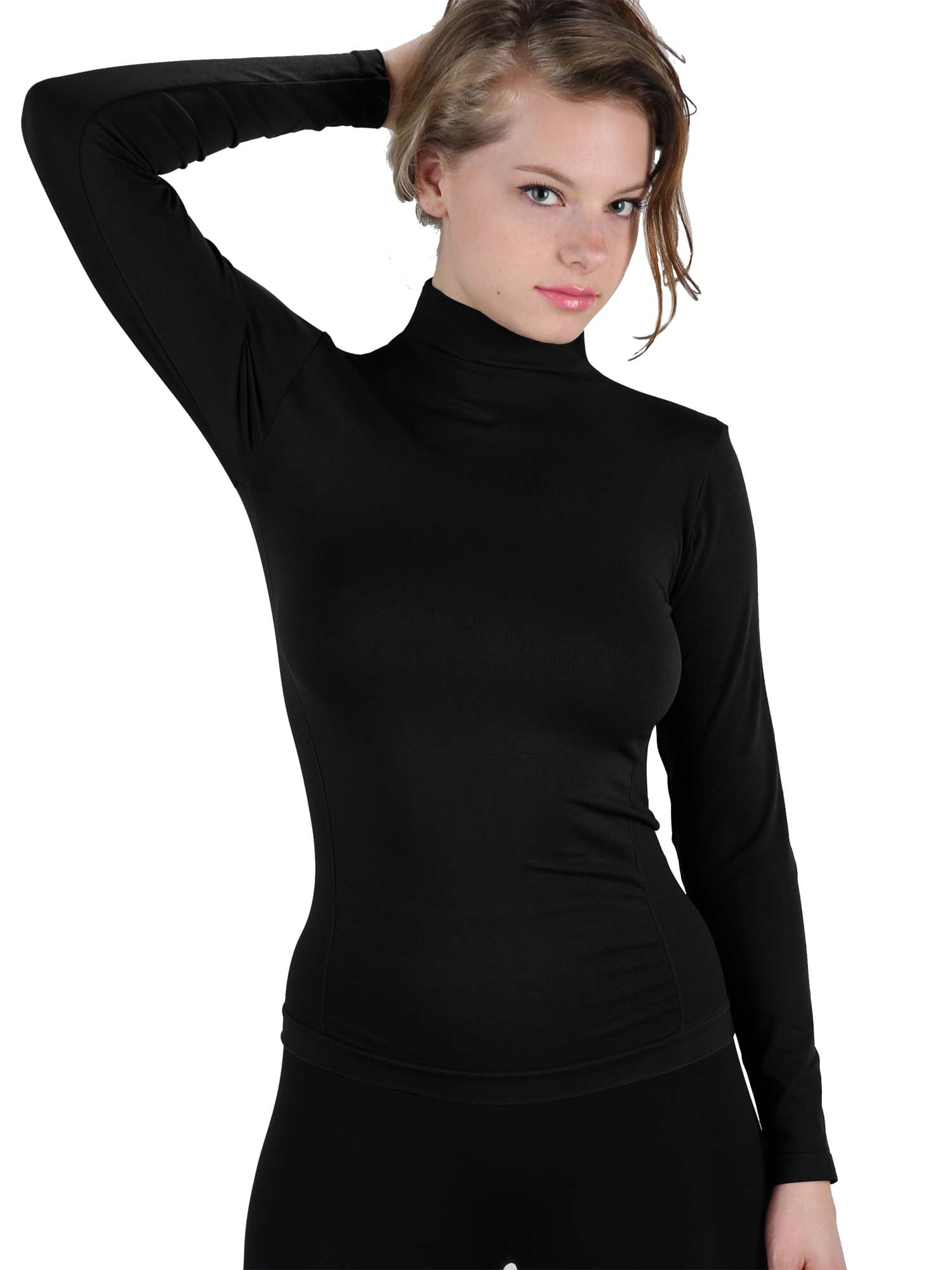 Wenini Women Fashion Solid Color Turtleneck Slim Long Sleeve Top 