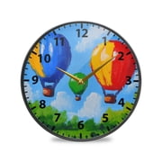 Acrylic Wall and Table Clock Colorful Hot Air Balloons 9.5in Modern Decor with Golden Hands