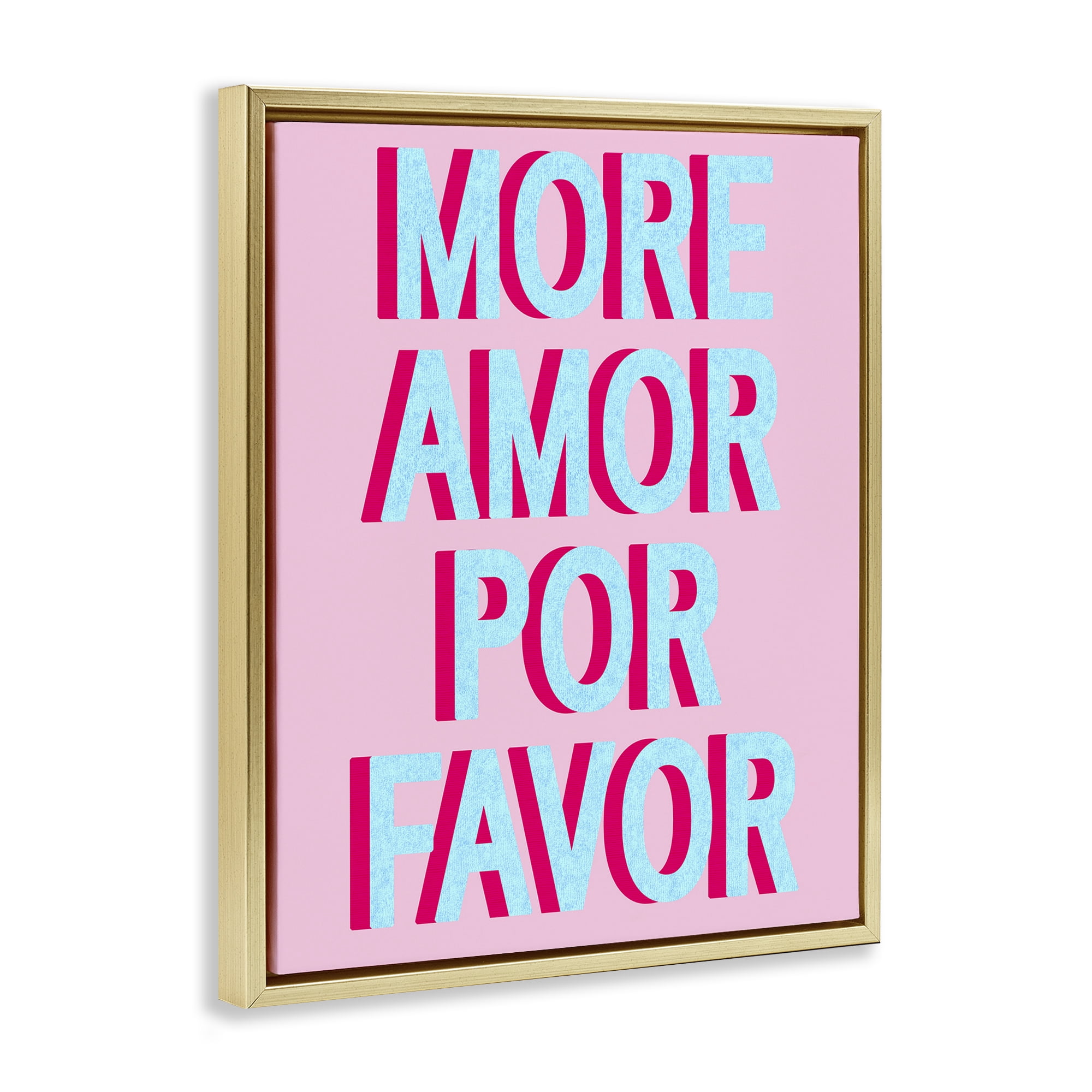 Stupell Industries More Amor Phrase Typography Painting Gold Floater Framed Art Print Wall Art, 17 x 21