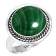 thumbnail image 1 of 925 Sterling Silver Ring For Women - Men Green Real Malachite Gemstone Silver Ring Size 12 May Birthstone Elegant Silver Ring Size 12 Mothers' Day Gift For Women 925 Silver Gemstone Jewelry, 1 of 6