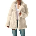 thumbnail image 2 of Qetyuw Winter Fuzzy Coat for Women Lapel Long Sleeve Open Front Cardigan Jacket Casual Warm Coats Outwear, 2 of 4
