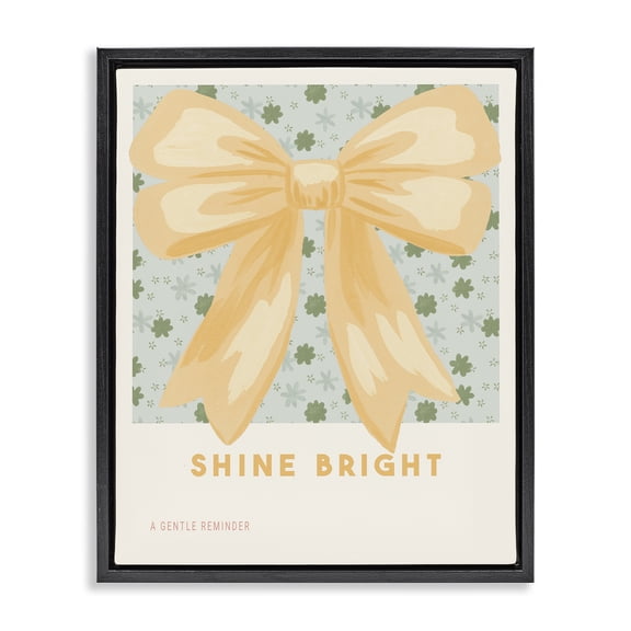 Stupell Industries Cottage Shine Bright Yellow Bow Black Floating Frame Canvas Art, 17 x 21, by Courtney Haley