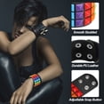 thumbnail image 3 of Uxcell 2 Pcs Pulsera Punk de Cuero 8.7"/22cm Remaches de Fila Cuadrada Gótica con Picos Ajustable para Halloween Emo Grunge Accesorios, Negro Rosa, 3 of 6