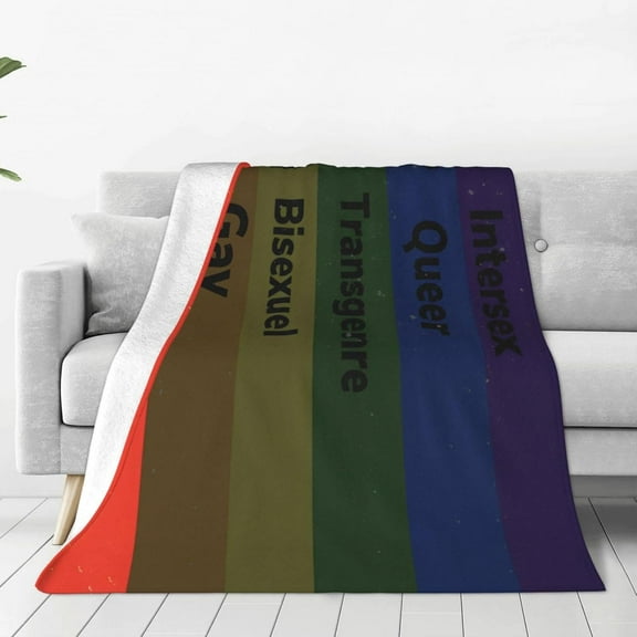 Pride Blanket Rainbow Progress Throw Blanket 50x40 Inches Lesbian Flag Throw for Couch Sofa Bed Travel