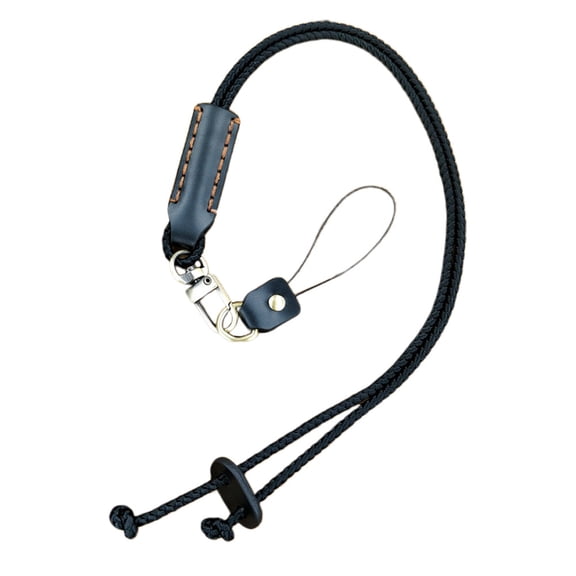Black Leather Mobile Phone Strap Durable and Safe to Use for Hanging Long Style