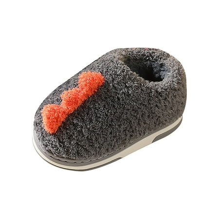

PANGF Soft for Children s Shoes Toddler Autumn and Winter Boys and Girls Slippers Flat Bottom Round Toe Soft and Comfortable Warm Solid Color Dinosaur Shape