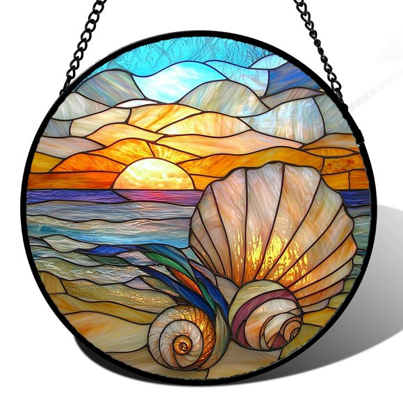 Vidriera colgante AMDERVEN, 16 cm, conchas coloridas