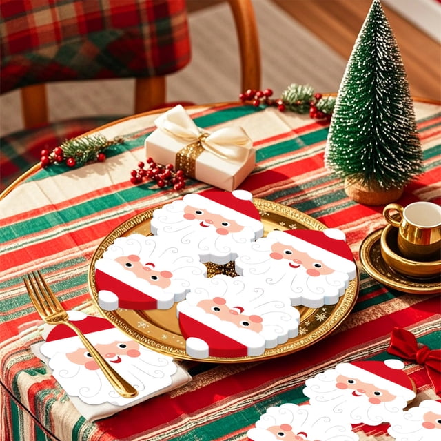 Seyotauo 20 Pieces 3-Ply Christmas Paper Napkins Disposable Santa Claus Christmas Tree Pattern - Festive Holiday Dessert Napkins For Christmas Parties,Family Gatherings,Indoor Outdoor Christmas Decor