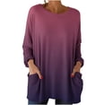 thumbnail image 2 of Wowcloth Women's Ombre Long Sleeve Top, Casual Loose Fit with Pockets for Daily Wear and Travel, 2 of 7