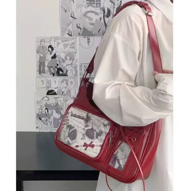 Bolso de hombro Y2k Harajuku para mujer, bolso Ita transparente coreano, bandolera escolar, bolso Preppy de diseñador japonés para mujer