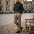 thumbnail image 3 of HBDesign Mens Herringbone Cotton Blend Dress Pants Slim Fit Cuffed Fall Winter Trousers, 3 of 7