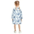 thumbnail image 6 of Blue White Flowers Girls'long-sleeved dress Thickened A-dress Warm Dress Basic Shirt Party Dresses, 6 of 7
