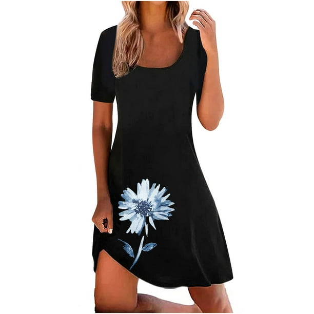 Women's Summer Dresses Spring Dresses for Women 2023 Short Sleeve Solid Dress Casual Tshirt Dress A Line Tank Dress Vestidos Para Bodas Tallas Grandes - Walmart.com