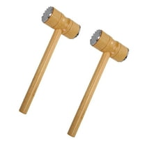 SOPOTUTU Double-Sided Meat Tenderizer Mallet with Wooden Handle, Stainless Steel Hammer, 2-Piece Set for Kitchen