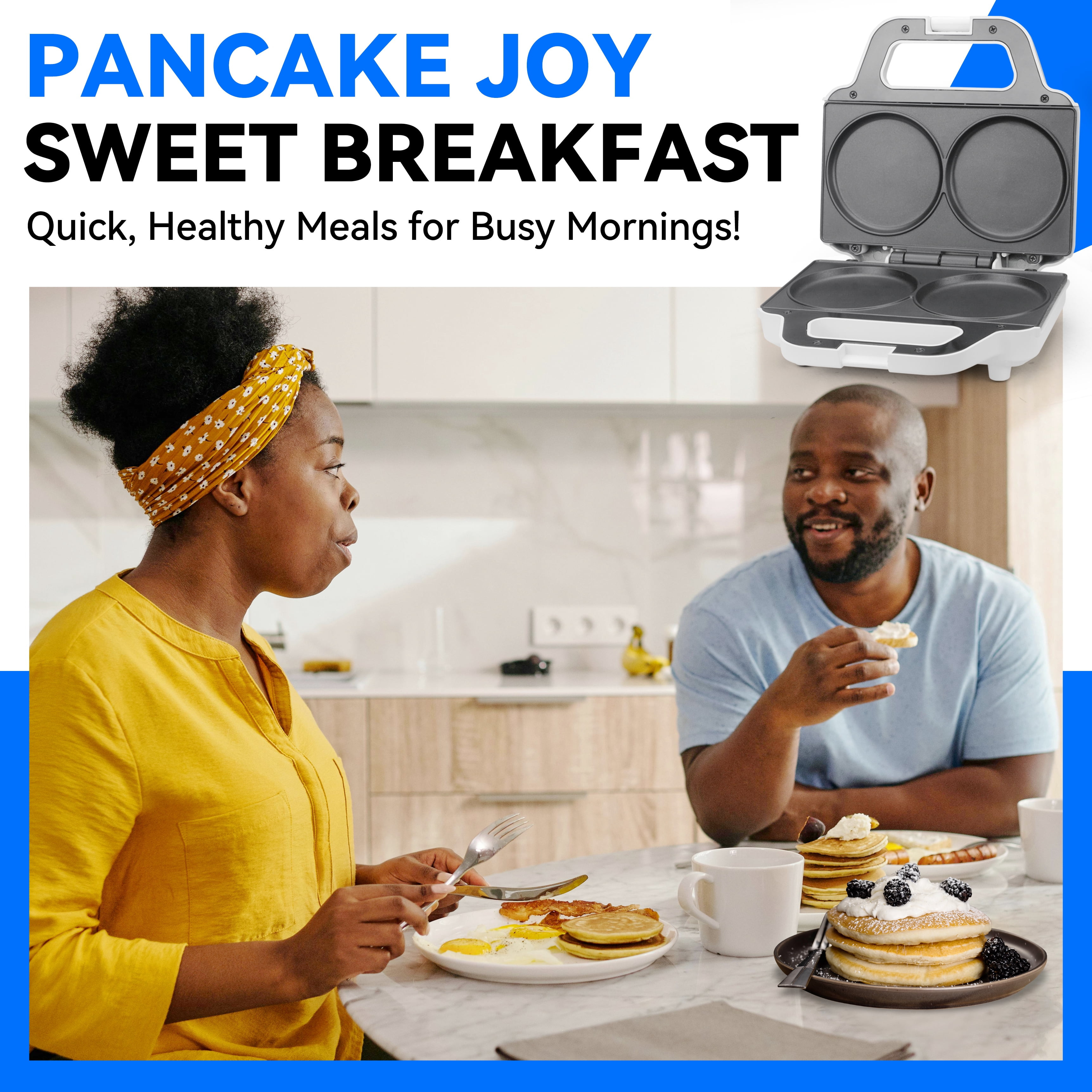 Mailand Double 4-inch Pancake Maker, Pancake Machine Electric, Maquina Para Hacer Pancakes, Brush Included, 750W, White
