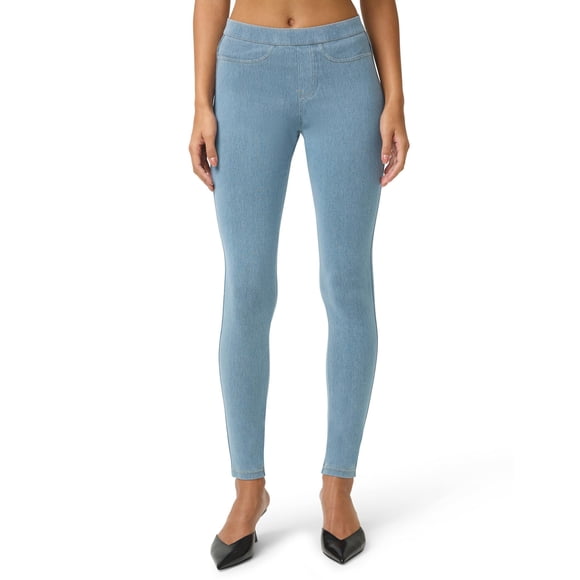 No nonsense - Leggings clásicos de Talla Grande para Mujer con Bolsillos Traseros Reales, Jeans elásticos de Cintura Alta, Tela Vaquera Ligera, Talla 2X, Mezclilla Clara, 2XG
