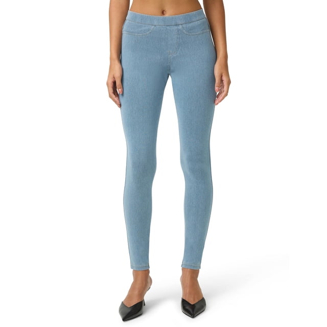No nonsense - Leggings clásicos de Talla Grande para Mujer con Bolsillos Traseros Reales, Jeans elásticos de Cintura Alta, Tela Vaquera Ligera, Talla 2X, Mezclilla Clara, 2XG