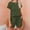 Army Green, variant on Short Sleeved Round Neck Waist Fitting Juniors Jumpsuit With Drawstring And Waist Trimming Romper