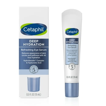 Cetaphil Deep Hydration Refreshing Eye Serum With Hyaluronic ,  E &  B5, Under Eye Cream For Dark Circles and Puffiness, 0.5 fl oz