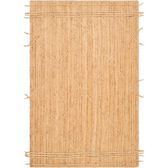 BoutiqueRugs Zeno Contemporary Area Rug - Straw, White Tonal, Dark Brown - 2' x 3'