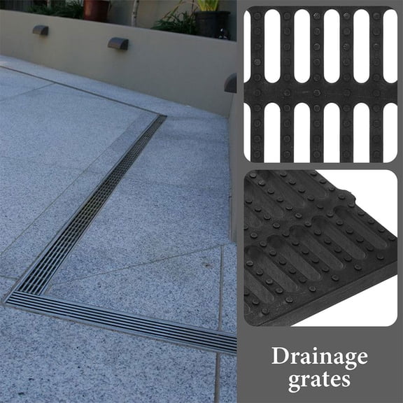 HOOWIFFY Black Plastic Trench Drain Cover with High Density Grid for Kitchen and Outdoor Sewer Drain