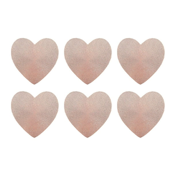 6 manteles individuales con forma de corazón para San Valentín, con aislamiento térmico y decorativos. oro rosa